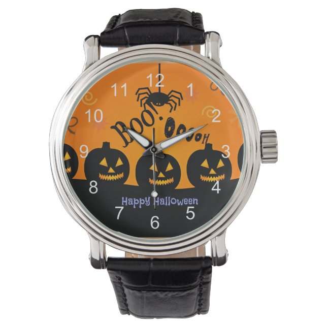 Montre Oooh ! Joyeux Halloween en orange et noir (devant)
