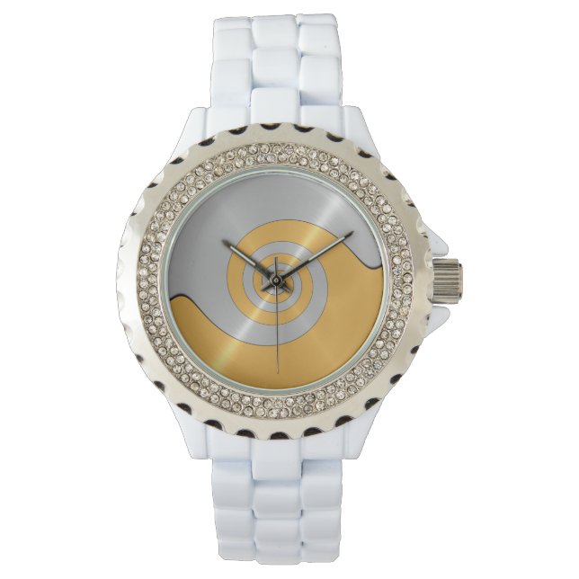 Montre Or brillant métal en acier radial (devant)