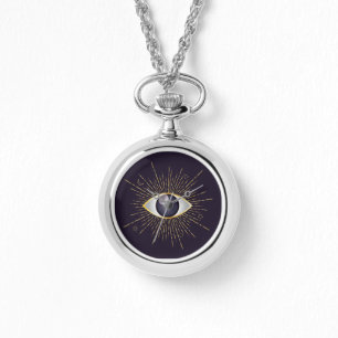 Montre Or et violet mystique mal oeil Nazar Mati