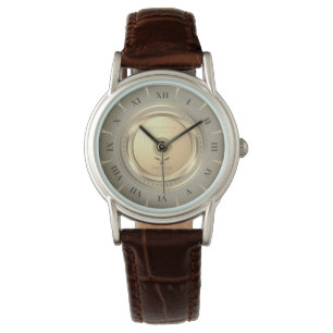 Montre Or Vintage Chiffres Romains Marron Cuir Personnali