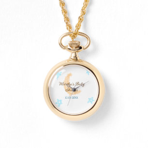 Montre Orange lune bleu étoiles parties scintillant baby