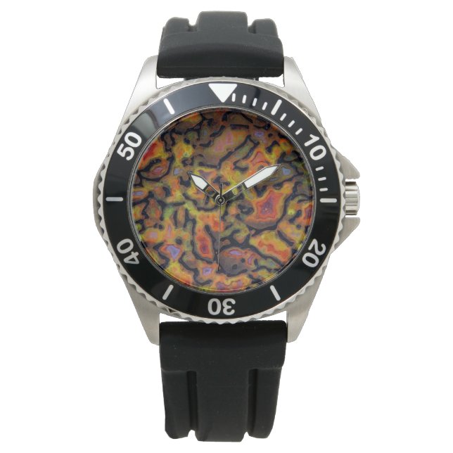 Montre Orange Petrifié Dinosaure Os (devant)