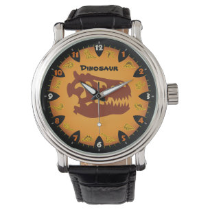 Montre orange préhistorique de dinosaure