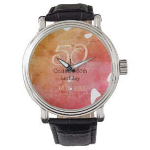 Montre Orange rouge 50 anniversaire ajouter nom date p