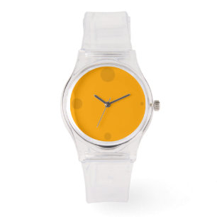 Montre Orange transparent avec marqueurs d'heure de trou 