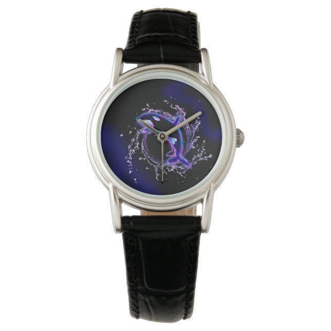 Montre Orca saut par un cercle d'eau (devant)