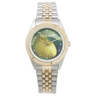 Montre Orchidée à glisse jaune personnalisée  