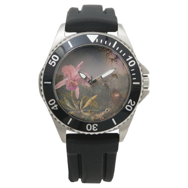 Montre Orchidée de Cattleya et trois colibris (Heade) (devant)