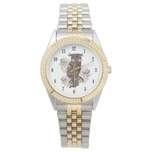 Montre Orchidées à la crème d'hibou d'or