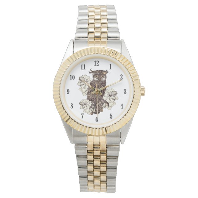 Montre Orchidées à la crème d'hibou d'or (devant)