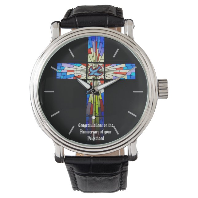 Montre Ordination du prêtre Anniversaire cadeau Croix (devant)
