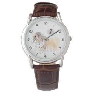 Montre Originale Tigre Aquarelle Chinoise Zodiac Annivers