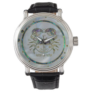 Montre Ormeau d'or de zodiaque de Cancer sur la