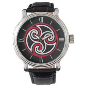 Montre Ornement de Triskele de Celtic, rouge, noir et