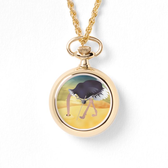 Montre Ostrich Caricature Avec Tête Dans Le Sable (Recto)