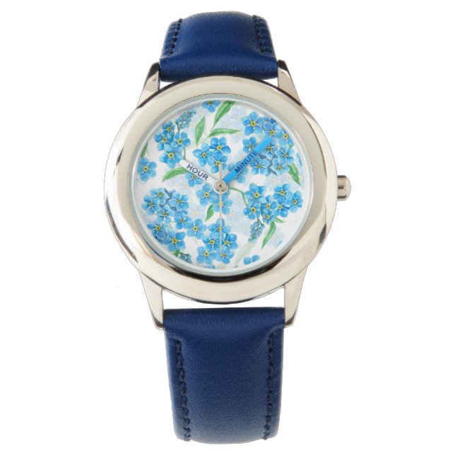 Montre Oubliez-moi pas les fleurs d'aquarelle (devant)