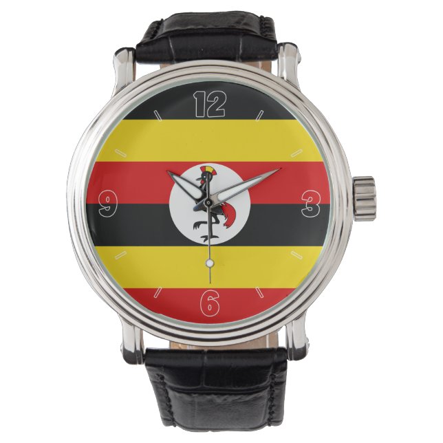 Montre Ouganda Drapeau National Élégant Patriotique (devant)