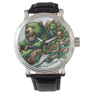 Montre Ours Animés à bord d'une voiture verte