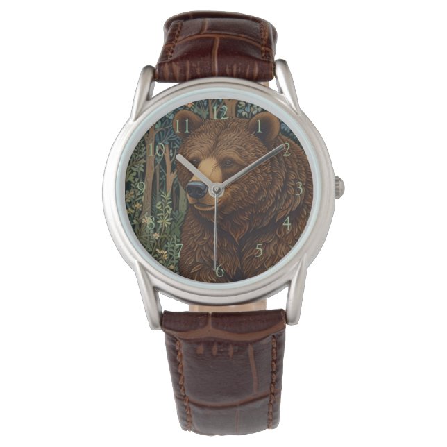 Montre Ours brun rétro boho (devant)