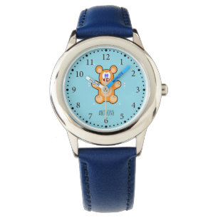 Montre Ours en peluche marron sur le bleu