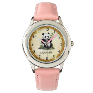 Montre Ours Panda Personnalisé Avec Bambou Doré Et Verdur