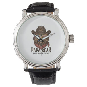 Montre Ours Papa Cowboy Ours Patriote Vintage Vector Des