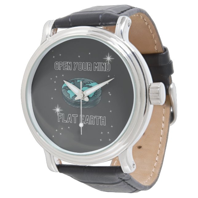 Montre Ouvrez votre esprit Cool noir Hommes femmes Terre  (Incliné)