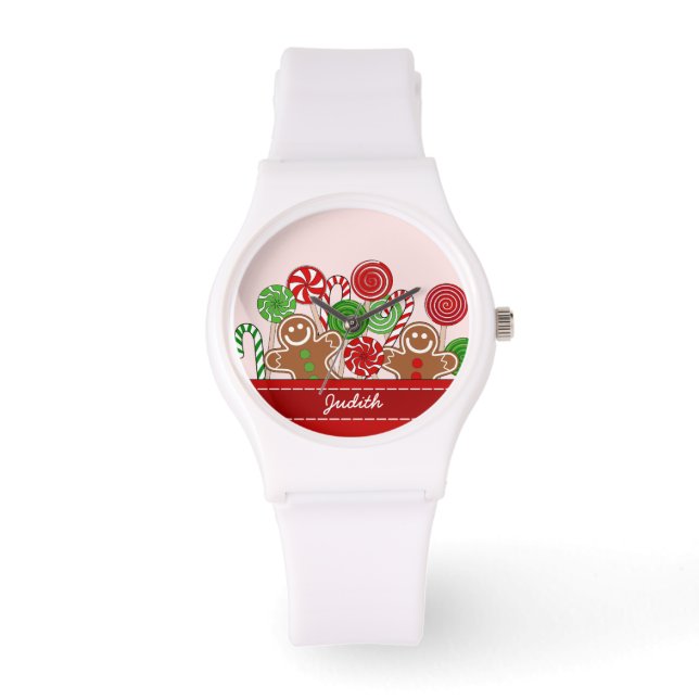 Montre Pains d'épices de Noël rouge mignon (Recto)
