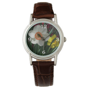 Montre Pair of Daffodils Pink and Yellow Spring Flowers