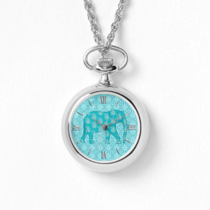 Montre Paisley - bleu turquoise et aqua