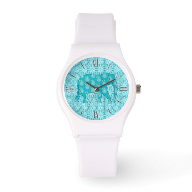 Montre Paisley - bleu turquoise et aqua (Recto)