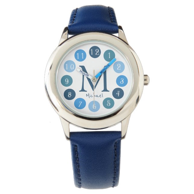 Montre Palette Couleur Bleue Jolie Monogramme Monographie (devant)