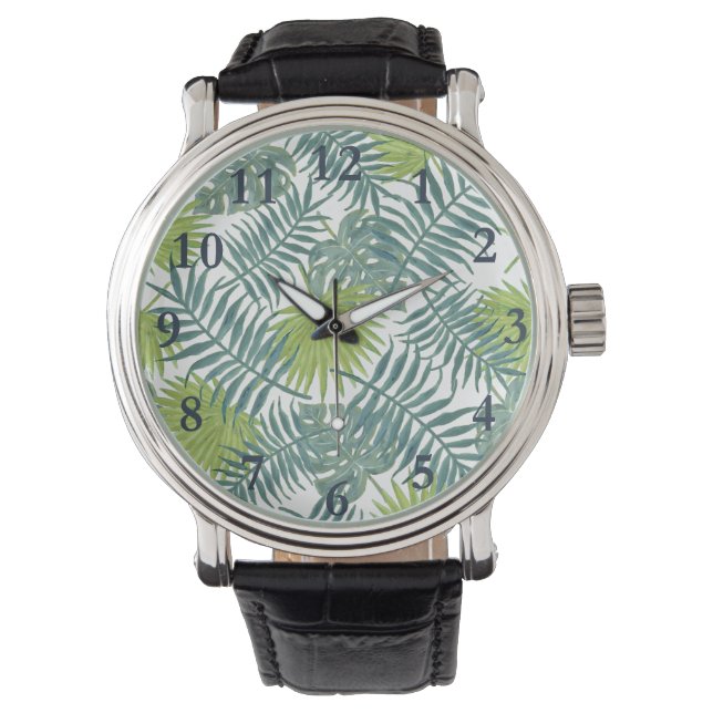 Montre Palm Tree Fronds Peinture hawaïenne (devant)
