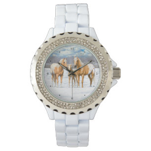 Montre Palomino Appaloosa Chevaux En Neige