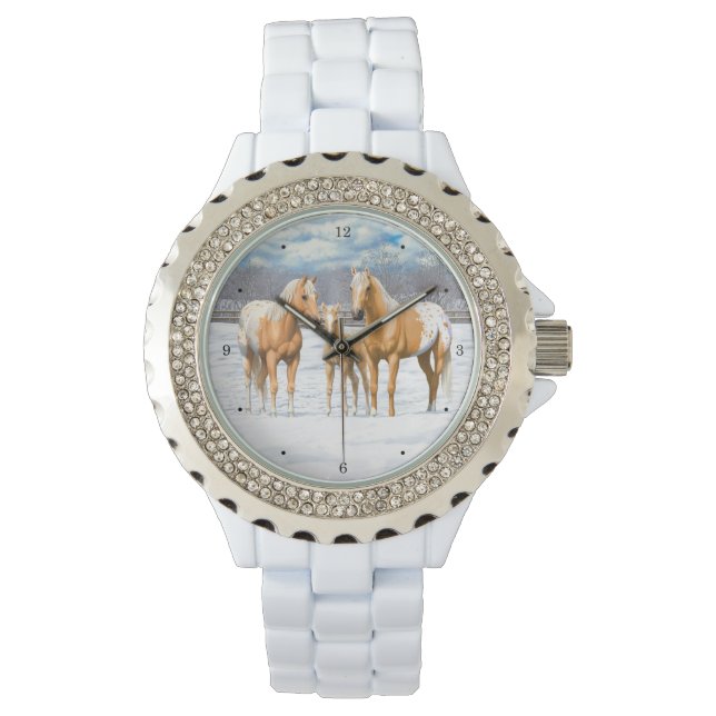 Montre Palomino Appaloosa Chevaux En Neige (devant)
