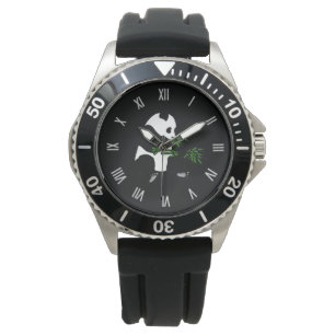 Montre Panda géant mange du noir de bambou