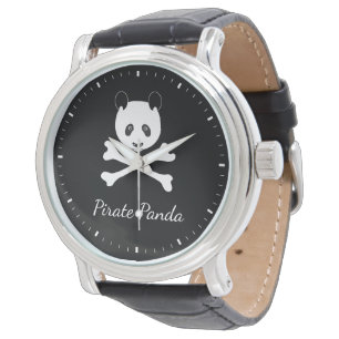 Montre Panda pirate noir et blanc personnalisé