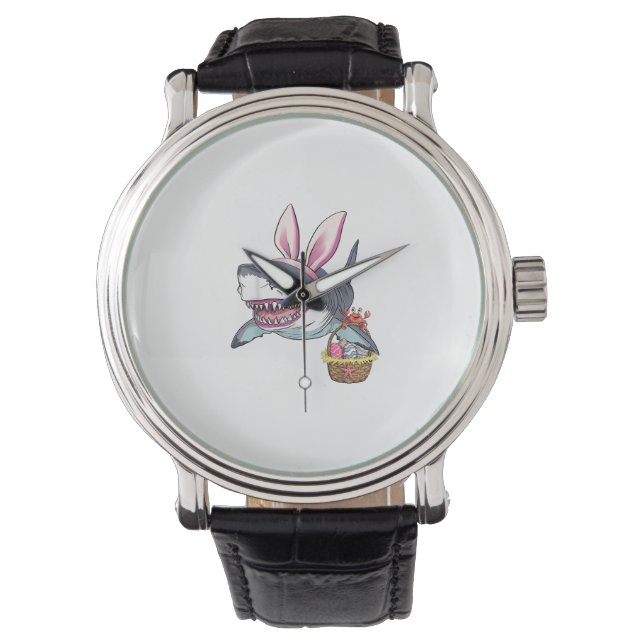 Montre Panier d'oreilles de lapin requin de Pâques mignon (devant)