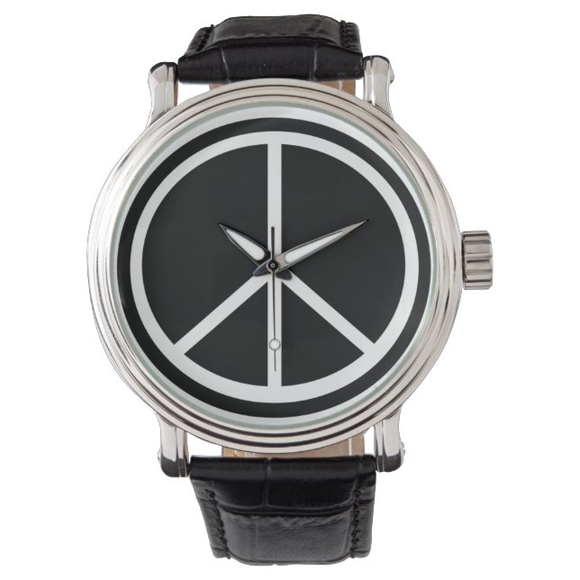 Montre Panneau de paix noir et blanc (devant)