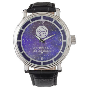 Montre Panneau Leo Zodiac Nom personnalisé élégant Dat