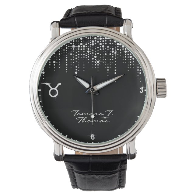 Montre Panneau Taurus Zodiac Séquins de pluie de Parties  (devant)