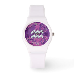 Montre Panneau Zodiac Aquarius sur Dial Camouflage Rose