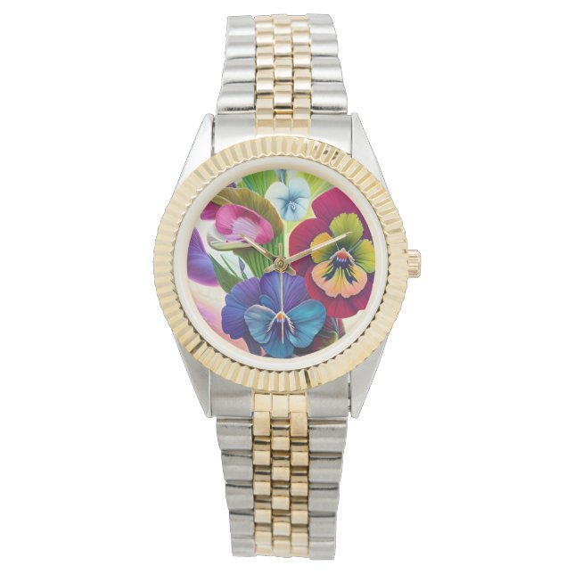 Montre Pansies colorées -AI ART (devant)