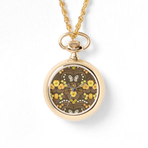 Montre Pansies jaunes, oiseaux et papillons