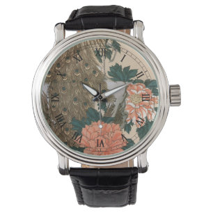 Montre Paon et Pivoines par Hiroshige, Art Japonais