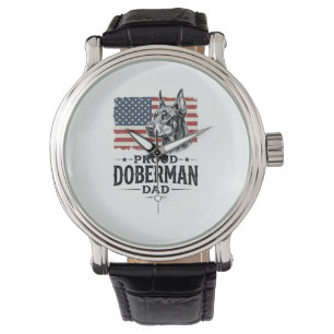 Montre Papa Doberman fier drapeau vintage vecteur concept