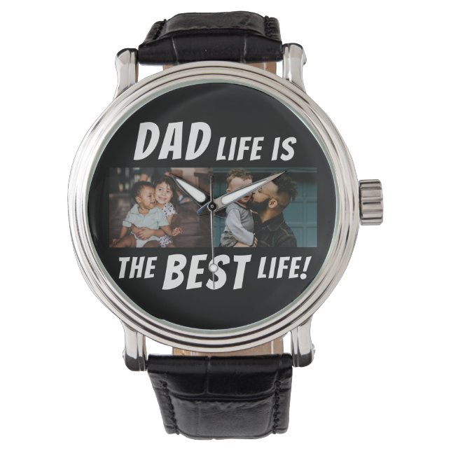 Montre Papa Life est la meilleure vie 2 Photos Père (devant)