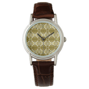 Montre Papier peint Art Déco motif - or et blanc