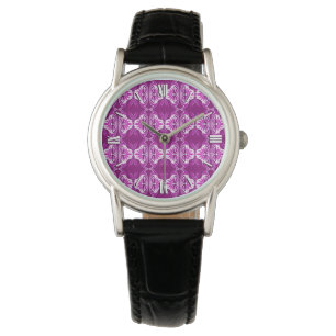 Montre Papier peint Art Déco motif - violet profond et bl