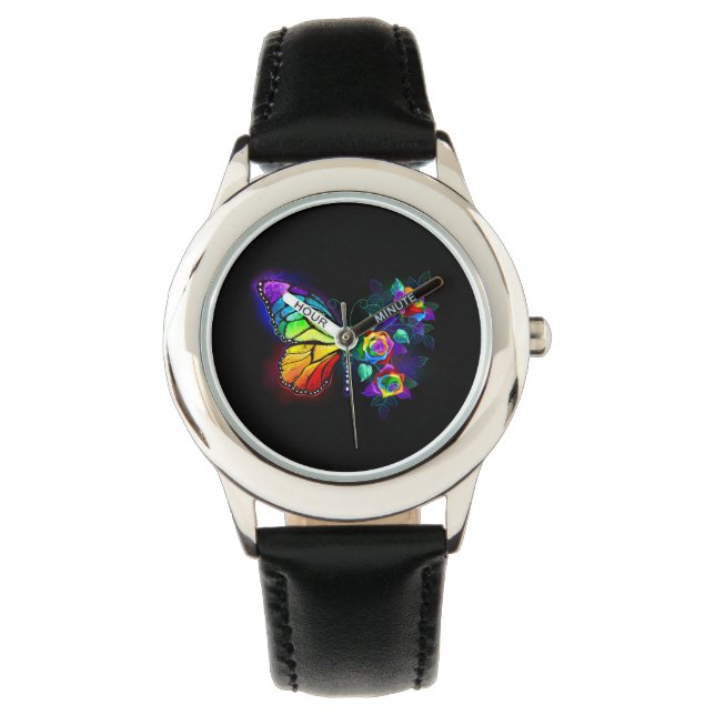 Montre Papillon arc-en-ciel (devant)